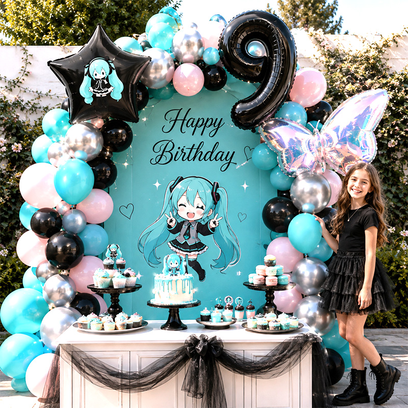 Balloon Arch Kit - Kit Dekorasi Balon Lengkung Bertema Miku,