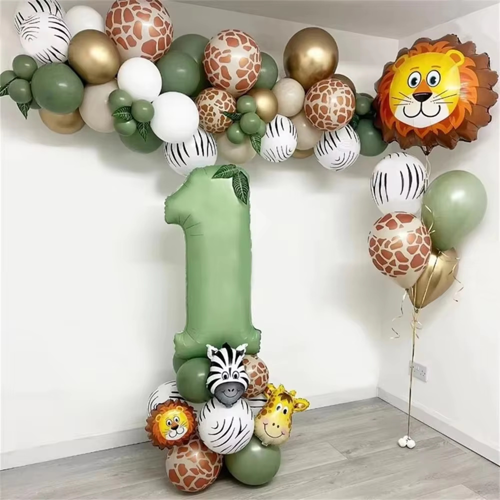 Balloon Arch Kit - Balon Ulang Tahun Hewan Hutan Hijau