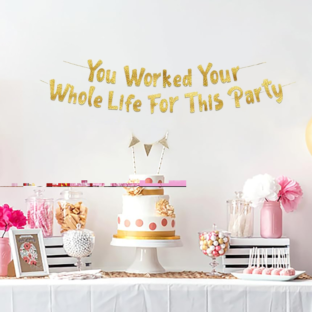Party Banner Gold - Dekorasi Pesta Pensiun Anda Sudah Bekerja