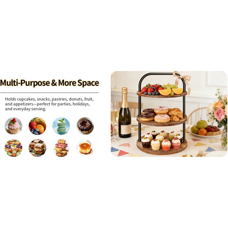 ABLN-Rak Kue Kayu untuk Meja D - Cupcake Stand Tier ulasan dan harga