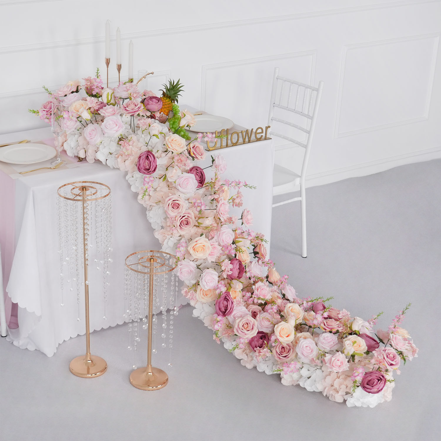 Bunga Bunga Buatan Mewah Baris - Flower Wall Panel ulasan dan harga
