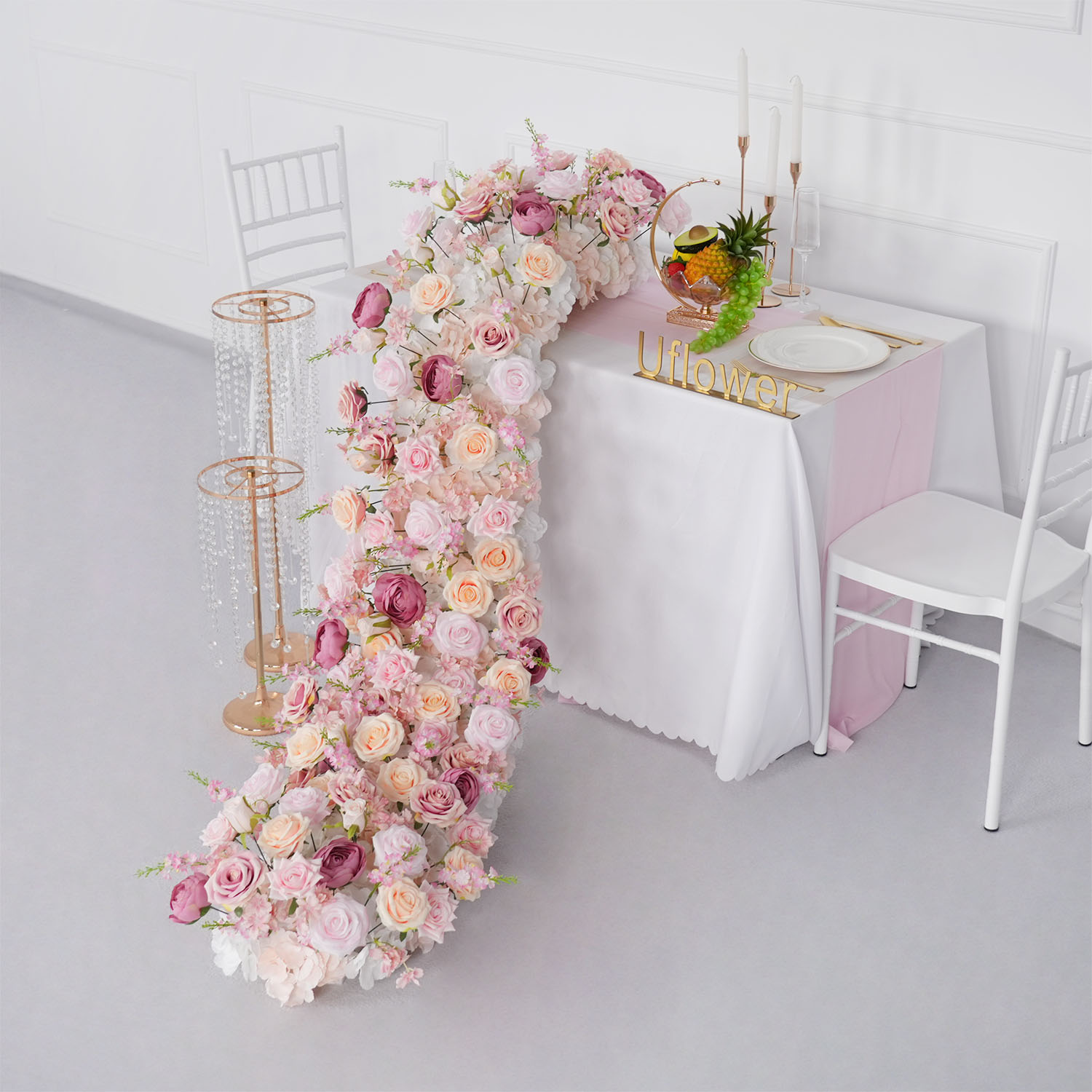 Bunga Bunga Buatan Mewah Baris - Flower Wall Panel ulasan dan harga