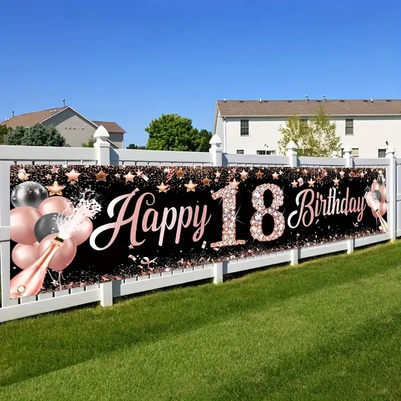 Spanduk Ulang Tahun ke-18, Dek - Party Banner Gold ulasan dan harga