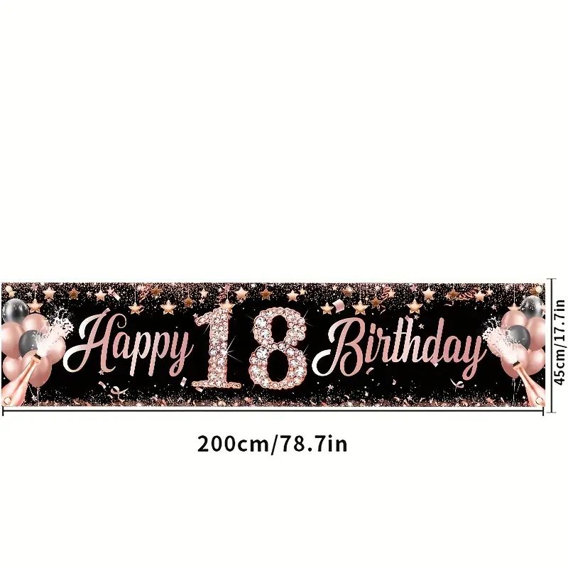 Spanduk Ulang Tahun ke-18, Dek - Party Banner Gold ulasan dan harga